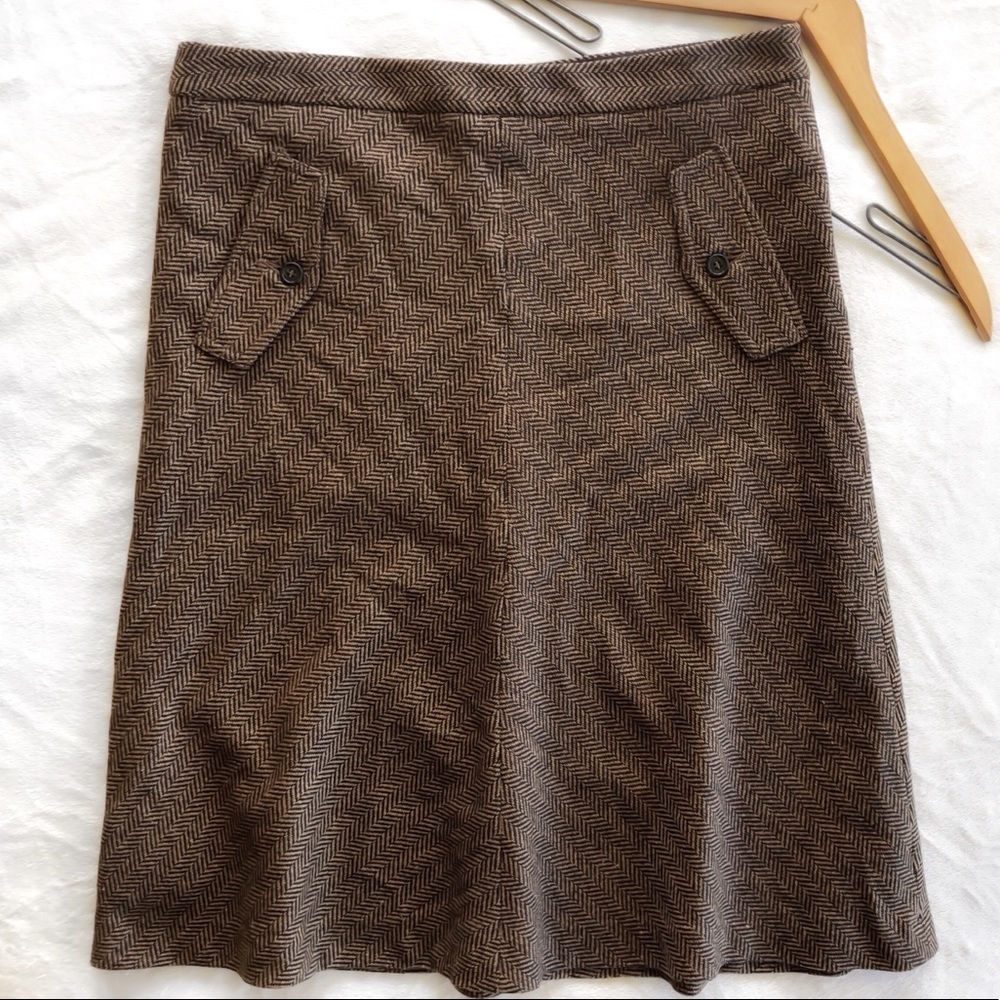 MASSIMO DUTTI • Wool & Silk Herringbone Skirt
